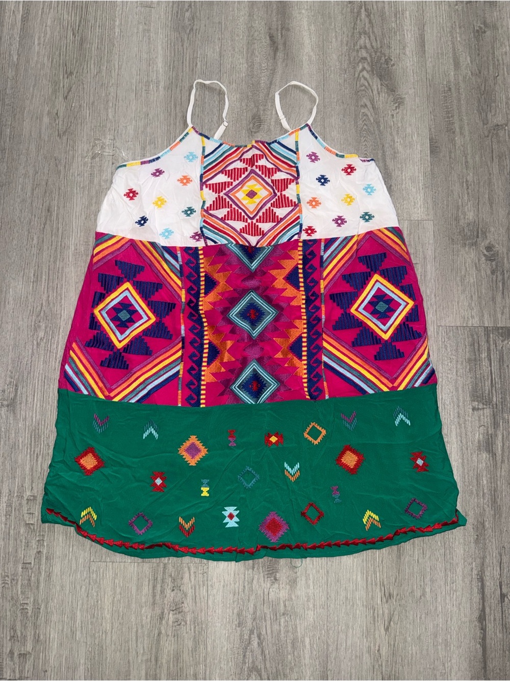 Savanna Jane Multicolor Aztec-Print Mini Dress with Green Hem